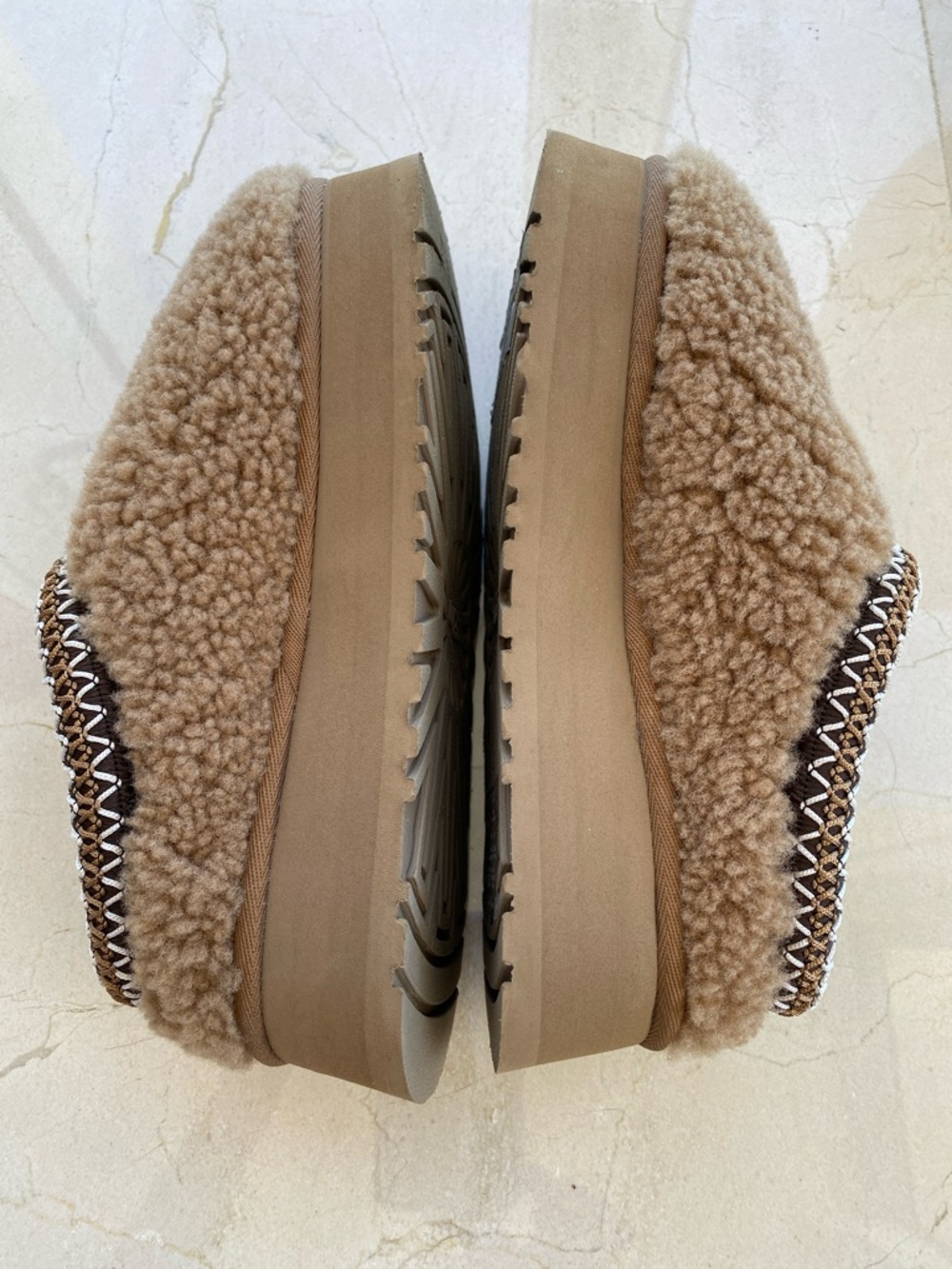 UGG Tazz Maxi Curly Chestnut Shearling Platform Clog  - Authentic